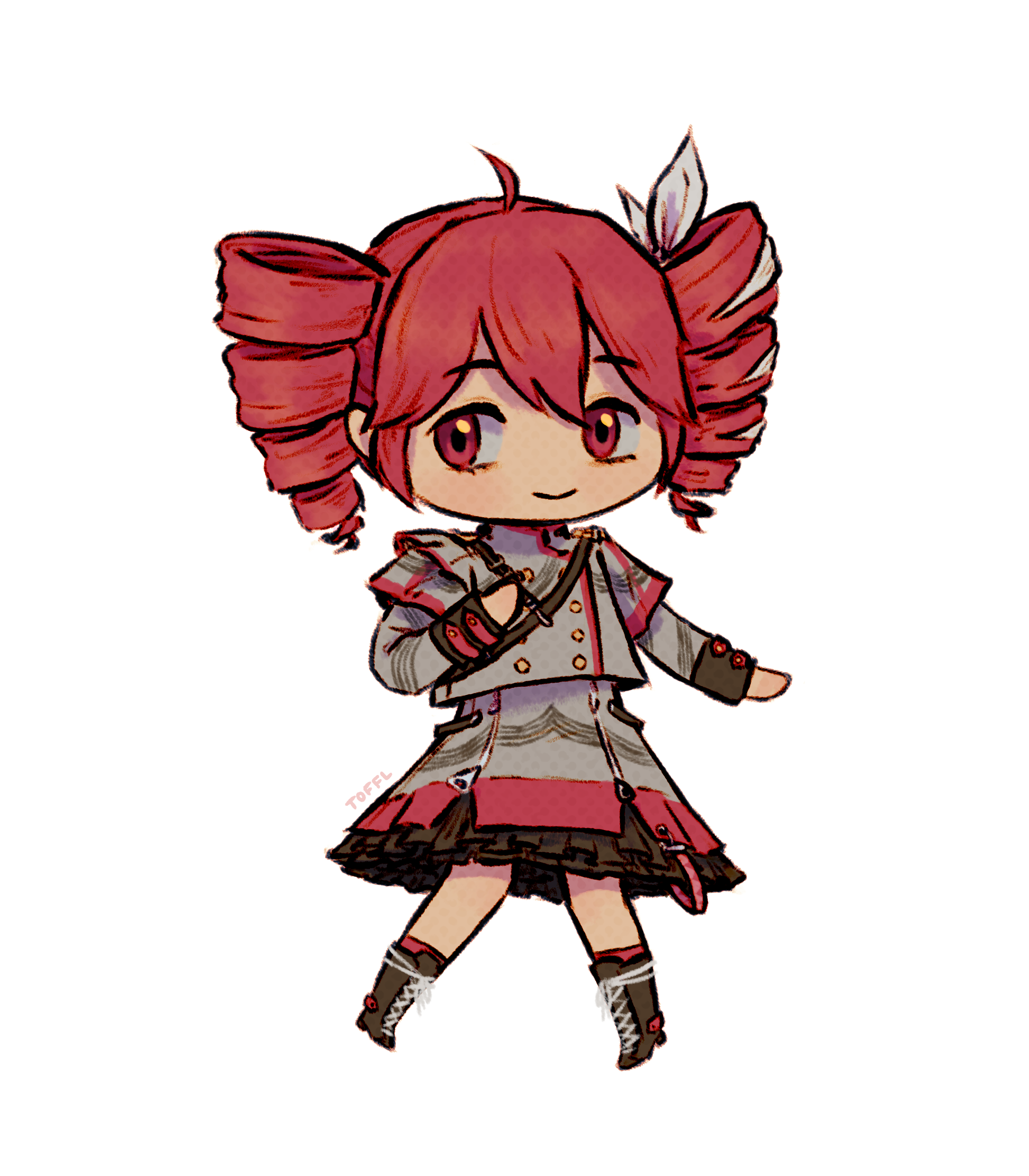A full body chibi illustration of Kasane Teto